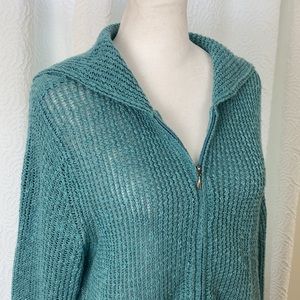 J Jill Cardigan Sweater Linen Blend w/ Zip  sz L